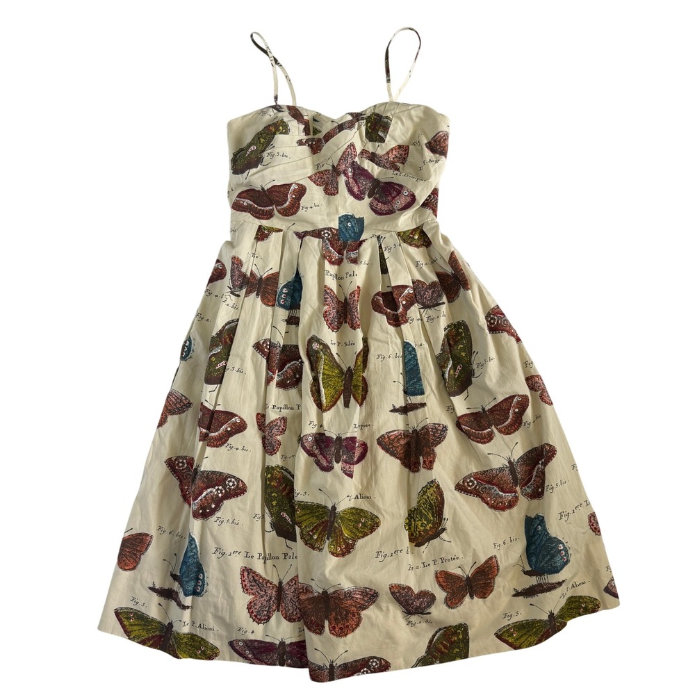 Maeve Anthropologie Lepidoptera Butterfly Print Fit & Flare Dress Sz 2 Sundress